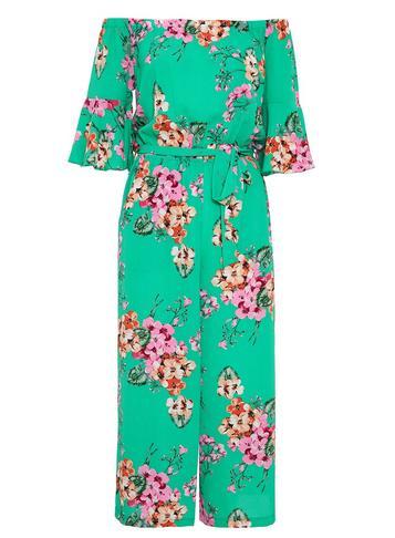 Dorothy Perkins *quiz Green And Pink Frill Jumpsuit