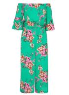 Dorothy Perkins *quiz Green And Pink Frill Jumpsuit