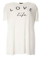 Dorothy Perkins Dp Curve Ivory 'love Life' Motif T-shirt