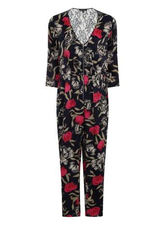 Dorothy Perkins *girls On Film Navy Floral Print Jumpsuit