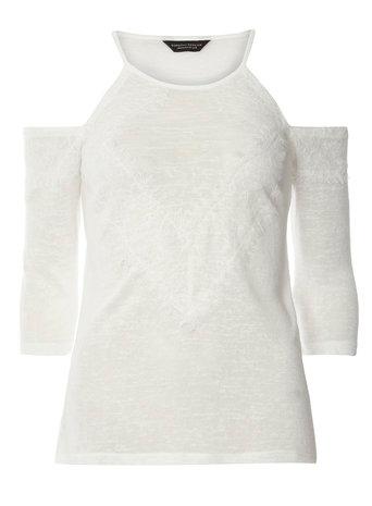 Dorothy Perkins Ivory Lace Cold Shoulder Top