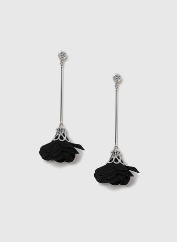 Dorothy Perkins Black Flower Drop Earrings