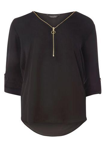 Dorothy Perkins Black Long Sleeve Zip Top