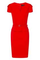 Dorothy Perkins *paper Dolls Red Peplum Belted Dress