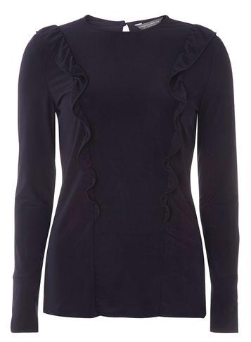 Dorothy Perkins *tall Navy Frill Jersey Top