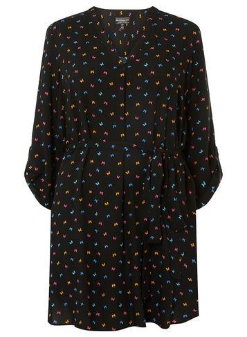 Dorothy Perkins *billie & Blossom Curve Black Butterfly Print Tunic