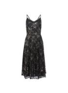 *luxe Black Metallic Lace Midi Dress