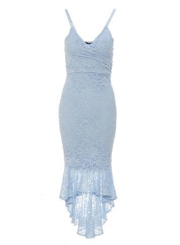Dorothy Perkins *quiz Blue Glitter Lace Hem Bodycon Dress