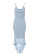 Dorothy Perkins *quiz Blue Glitter Lace Hem Bodycon Dress
