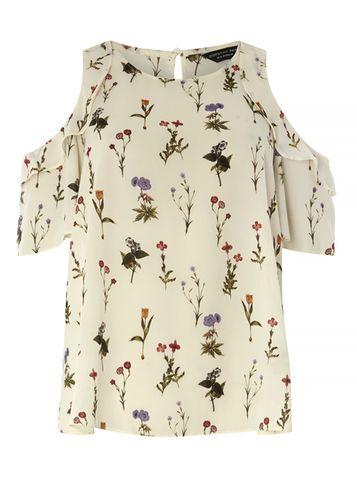 Dorothy Perkins Ivory Floral Cold Shoulder Top