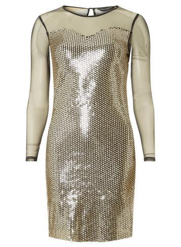 Dorothy Perkins Black And Gold Long Sleeve Bodycon Dress