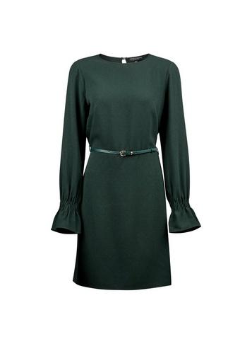 Dorothy Perkins *forest Green Shirred Cuff Dress