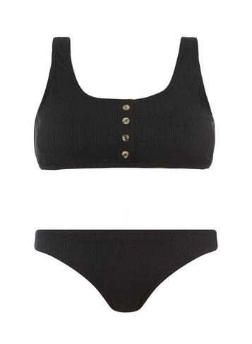 Dorothy Perkins *dp Beach Black Ribbed Bikini Set