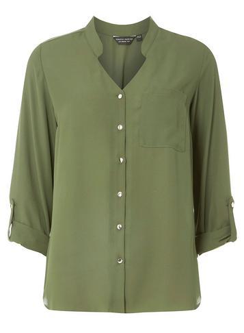 Dorothy Perkins Khaki Roll Sleeve Shirt