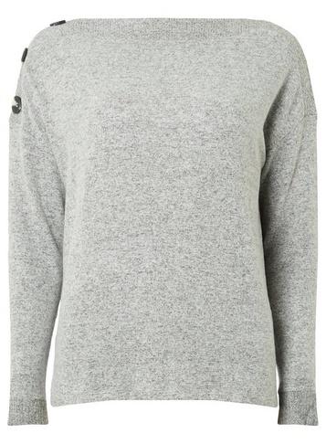 Dorothy Perkins Grey Button Shoulder Top