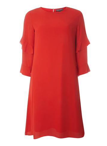 Dorothy Perkins *tall Red Ruffle Shift Dress