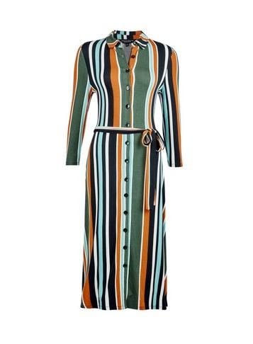 Dorothy Perkins Multi Colour Stripe Print Midi Shirt Dress