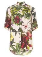 Dorothy Perkins Pink Striped Tropical Floral Shirt