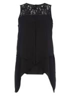 Dorothy Perkins *roman Originals Black Lace Yoke Top