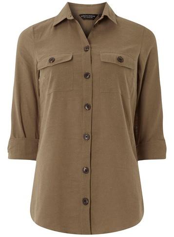 Dorothy Perkins Khaki Safari Linen Shirt
