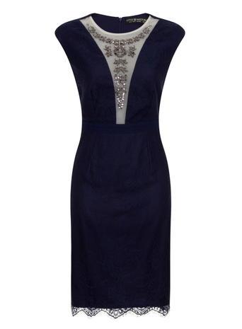 Dorothy Perkins Navy Lace Wiggle Maxi Dress