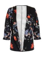 Dorothy Perkins *quiz Multi Coloured Floral Print Ruched Sleeve Jacket