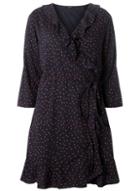 Dorothy Perkins *only Navy And Red 3/4 Sleeve Polka Dot Dress