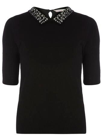 Dorothy Perkins Petite Black Collar Jumper