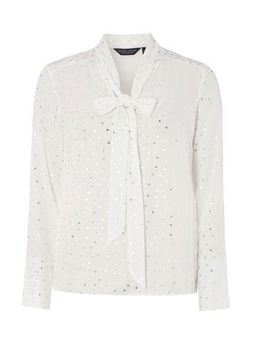 Dorothy Perkins Ivory And Silver Spotted Top
