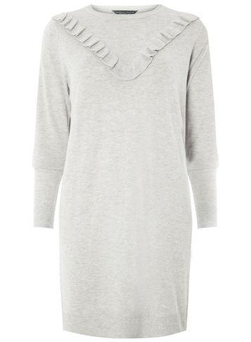 Dorothy Perkins *tall Grey Frill Yoke Jumper