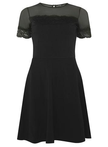 Dorothy Perkins Black Mesh And Lace Dress