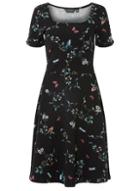 Dorothy Perkins *tall Black Branch Fit And Flare Dress