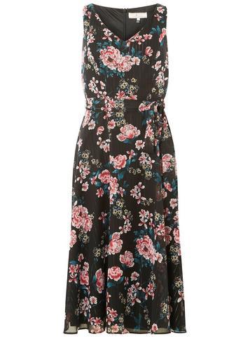 Dorothy Perkins * Billie & Blossom Black Floral Chiffon Midi Dress