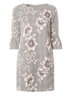 Dorothy Perkins Petite Pink Floral And Checked Shift Dress