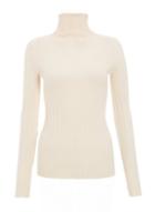 *quiz Cream Ribbed High Neck Knitted Top