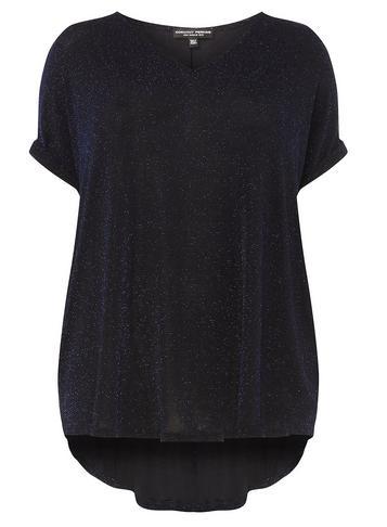 Dorothy Perkins *dp Curve Navy V-neck Shimmer Top