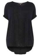 Dorothy Perkins *dp Curve Navy V-neck Shimmer Top