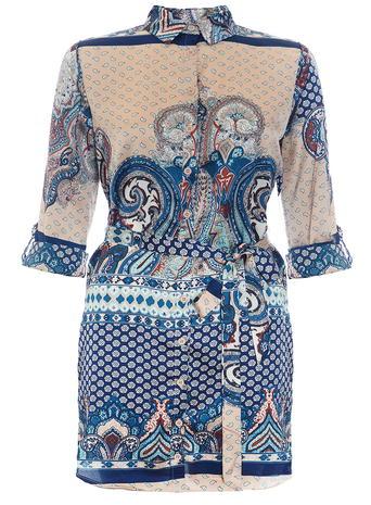 Dorothy Perkins *quiz Tile Print Shirt Dress