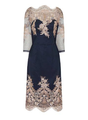 Dorothy Perkins *chi Chi London Blue Embroidered Bodycon Dress