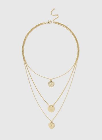 Dorothy Perkins Gold Look Heart Coin Multi Drop Necklace