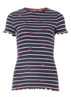 Dorothy Perkins Trees For Cities Navy Striped Cherry T-shirt
