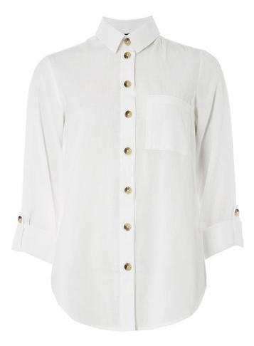 Dorothy Perkins White Cotton Buttoned Shirt