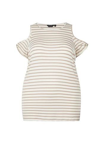 Dorothy Perkins *dp Curve White Stripe Print Cold Shoulder Top