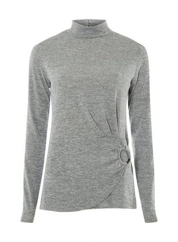 Dorothy Perkins *tall Grey Slubby Buckle Top