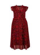 Dorothy Perkins *dp Curve Red Snake Print Ruffle Midi Dress