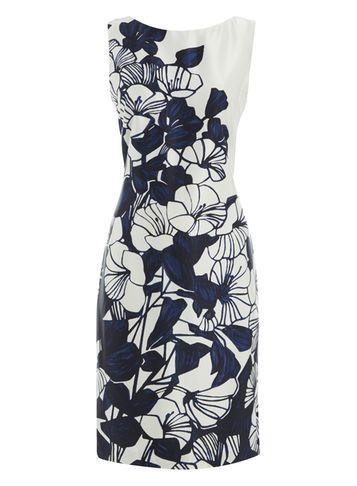 Dorothy Perkins *roman Originals Navy Satin Floral Dress