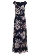 Dorothy Perkins *little Mistress Navy Rose Print Chiffon Maxi Dress