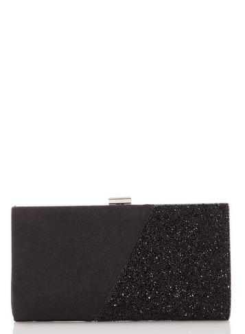 *quiz Black Shimmer Clip Clutch Bag