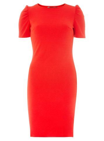 Dorothy Perkins Red Tuck Sleeve Bodycon Dress