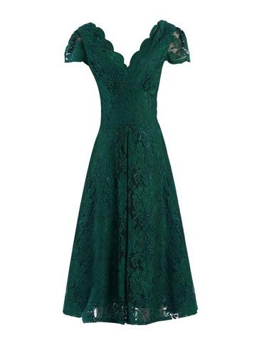 Dorothy Perkins *jolie Moi Green Scalloped Lace Dress